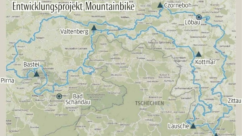 Der Verlauf des geplanten Mountainbike-Fernradwegs.