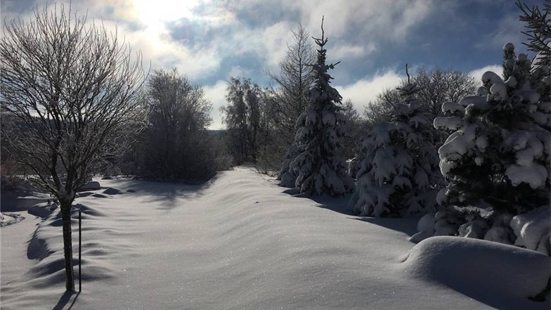 Altenberg. Robert Wagner aus dem bayerischen Taufkirchen hat beim Winterurlaub in Altenberg an den  Galgenteichen viel Schnee gefunden.