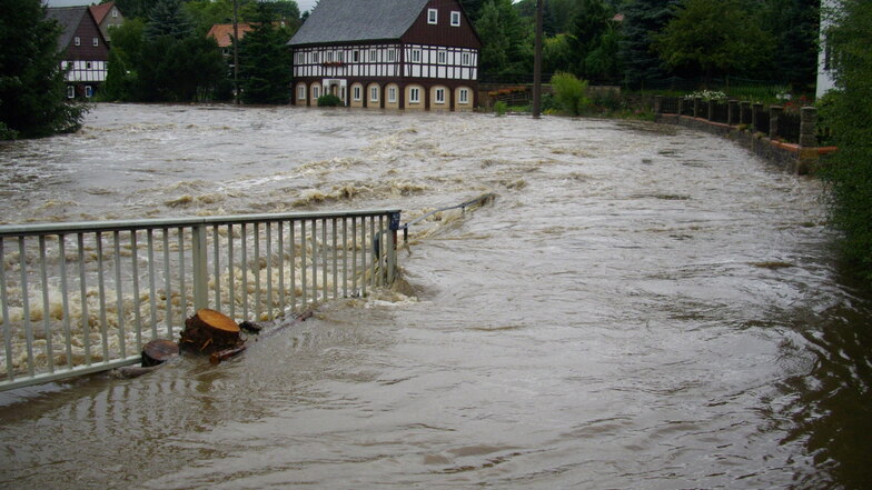 Hochwasser in Großschönau am 7.August 2010.
