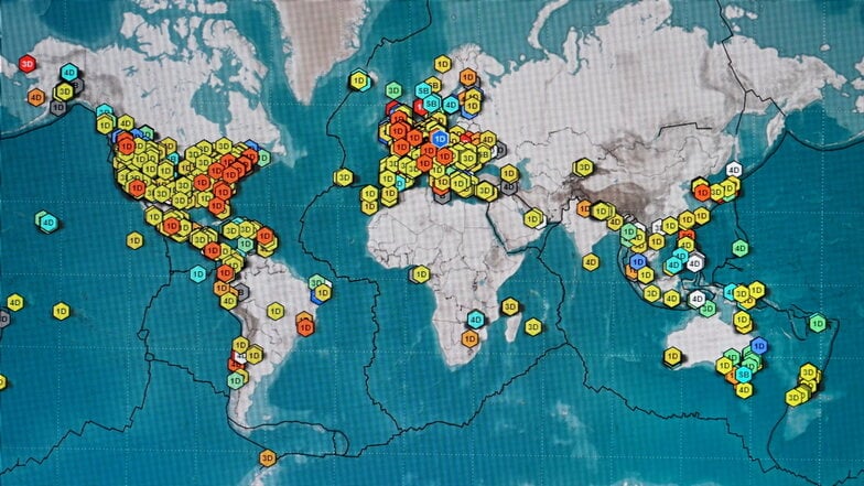 Das Raspberry-Shake-Netzwerk auf dem Computerschirm. Die Stationen liefern Daten über Erschütterungen in Echtzeit, die jeder einsehen kann.