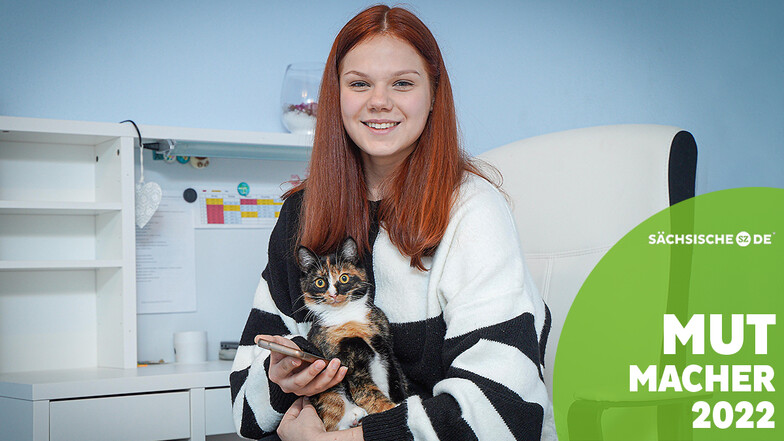 Die 15-jährige Ukrainerin Albina Bakukha lebt mit ihrer Familie und ihrer Katze Asja in Cunewalde. Inzwischen liebe sie Deutschland, sagt sie. Das sah kurz nach ihrer Ankunft im März noch ganz anders aus.