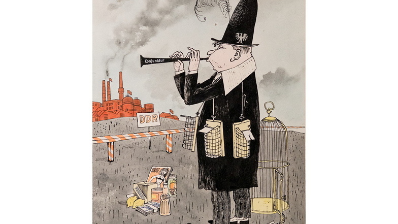 Karikatur "Rattenfänger" von Peter Dittrich: Kritik am Kapitalismus.