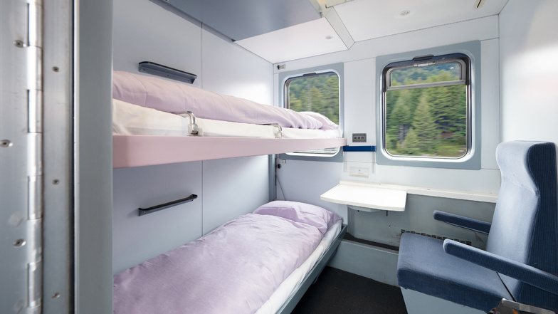 Blick in das Schlafabteil des European Sleepers. Der Nachtzug verbindet auch bald Dresden mit Prag und Brüssel.