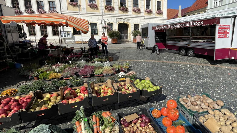 Obst und Gemüse auf dem Radeberger Wochenmarkt, der immer dienstags und freitags stattfindet.