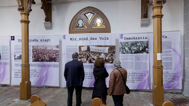 2019 war in der Görlitzer Frauenkirche eine Ausstellung zu sehen, die an die Friedliche Revolution in der Stadt erinnerte.