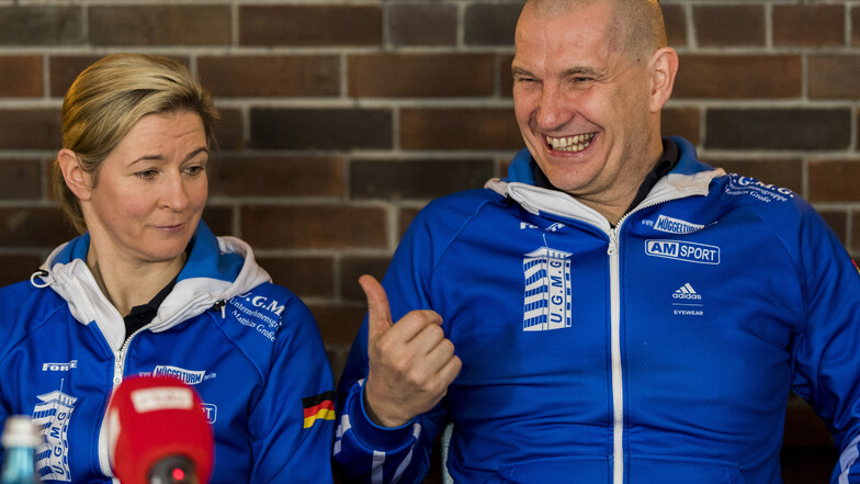 Claudia Pechstein und ihr Lebensgefährte Matthias Große, den die Eisschnellläuferin für einen geeigneten Verbandspräsidenten hält.