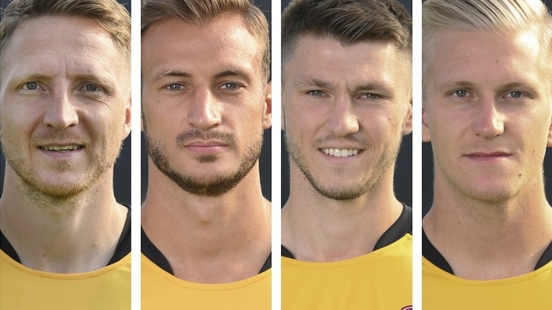 Die vier Verletzten, die Dynamo in München fehlen: Marco Hartmann, Pascal Sohm, Robin Becker und Luka Stor.