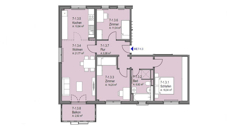 Die neue Vierraumwohnung in der Walter-Richter-Straße 1/7 in Altenberg hat einen flexiblen Grundriss. Die Mieter können entscheiden, ob der Koch- vom Ess-Wohnbereich mit einer Wand getrennt wird oder nicht.