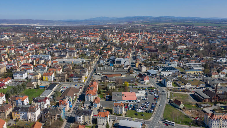 Blick von oben auf die Stadt Zittau