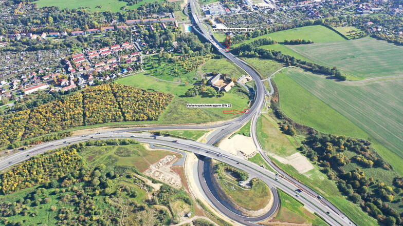 Südumfahrung Pirna: Auf dem Abschnitt bis ins Seidewitztal wird noch einmal gebaut, die Stellen sind rot markiert.