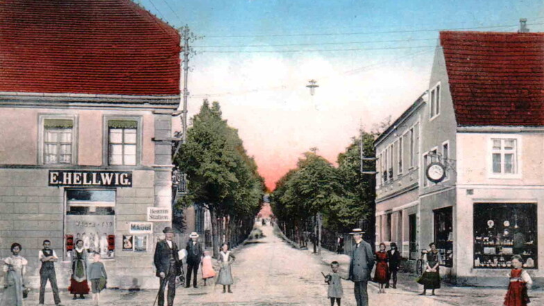 Das Geschäft von Kaufmann Hellwig auf der Bahnhofstraße in Ortrand