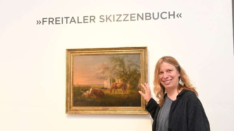 Kristin Gäbler hat in den Städtischen Sammlungen Freital eine Kabinettschau mit Werken von Johann Christian Klengel eingerichtet - hier sein Bild von einem Parkzugang bei Graupa.