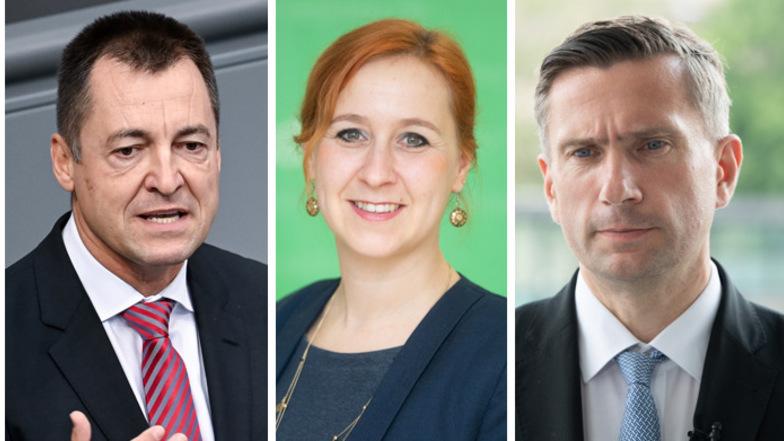 Torsten Herbst (FDP), Franziska Schubert (Grüne) und Martin Dulig (SPD) sitzen bei den Ampel-Koalitionsverhandlungen mit am Tisch.