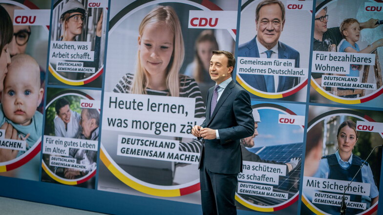 Paul Ziemiak, CDU-Generalsekretär, stellt die Kampagne der CDU für die Bundestagswahl vor.