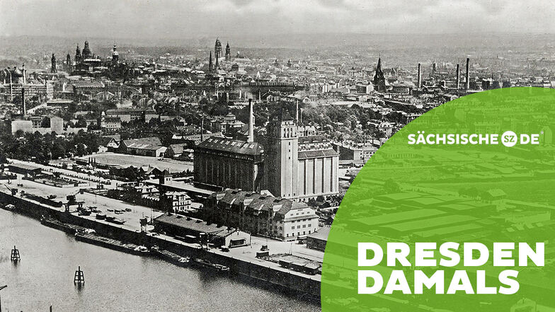 Getreide aus Amerika und überseeische Edelhölzer: Der Dresdner Alberthafen um 1925. Quelle: Sammlung Holger Naumann