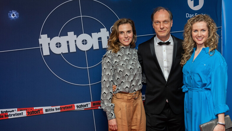 Die Schauspieler Karin Hanczewski, Martin Brambach und Cornelia Gröschel (v.l.n.r.) sind das Ermittlerteam des Dresdner "Tatort".