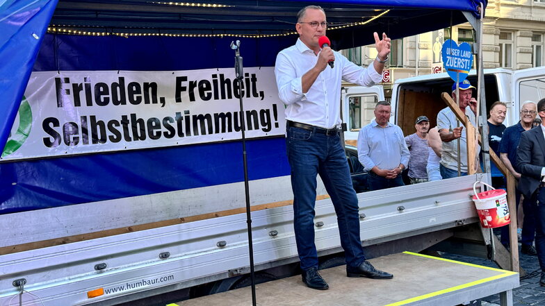 Tino Chrupalla - einer der beiden Bundessprecher der AfD - war schon am 12. August auf der Bühne der Montagsdemo in Zittau zu erleben.