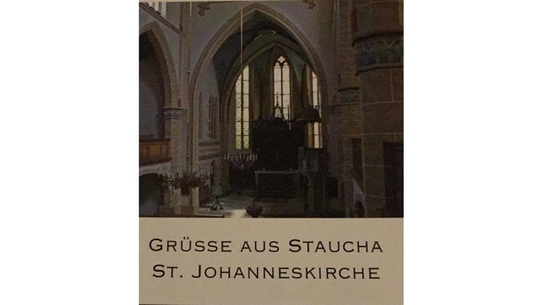 Eine Postkarte der Johanneskirche in Staucha