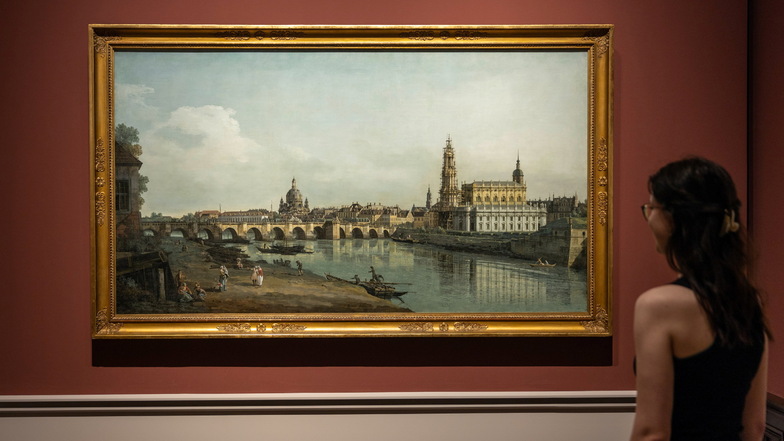 Die Ausstellung "Zauber des Realen" zeigt Meisterwerke von Bernardo Bellotto, genannt Canaletto, in der Gemäldegalerie Alte Meister Dresden. Hier der Blick aufs alte Dresden.
