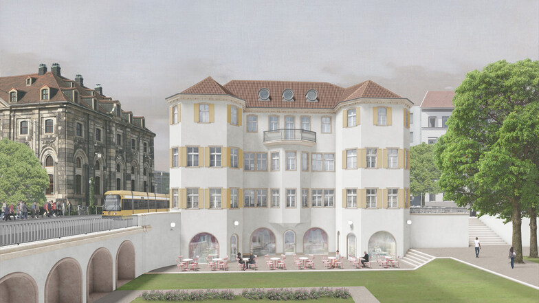 Für den Neubau des Dresdner Narrenhäusels gibt es drei verschiedene Entwürfe. Dieser kommt vom Berliner Architekten Pontus Falk.