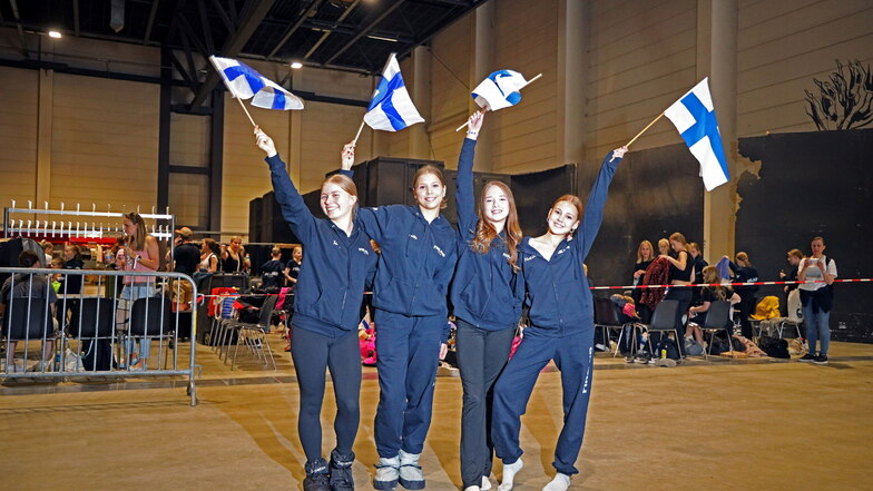 Vertreten das finnische Junior-Team bei der Weltmeisterschaft in Riesa: Stella (15), Lotta (15), Aava (13), Matilda (13) aus Helsinki (v.l.n.r.).
