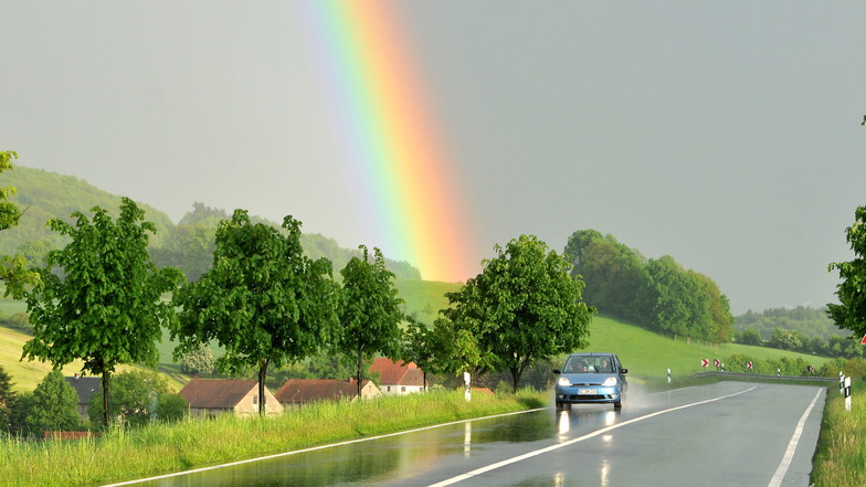 Statt Überschwemmungen gab es im Kreis Görlitz am Wochenende den einen oder anderen Regenbogen zu bestaunen.