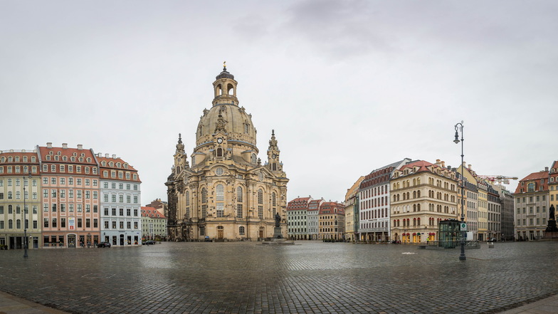 Dresden im Lockdown: Sonst ist der Neumarkt gefüllt mit Einheimischen und Touristen.
