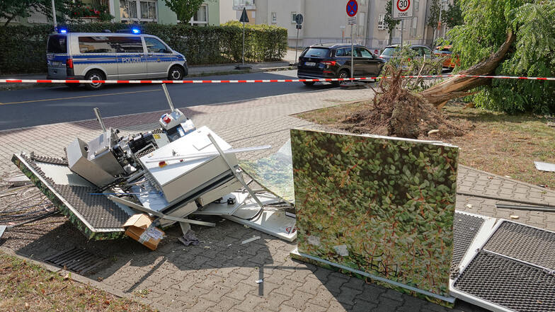 Der Lkw kollidierte unter anderem mit einem Elektroverteilungskasten und einem Baum.