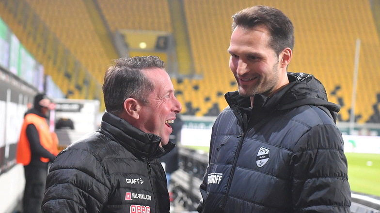 Zwei Vorgänger von Markus Anfang als Dynamo-Trainer: Markus Kauczinski wurde im April 2021 durch Alexander Schmidt ersetzt. Guerino Capretti (hier in Diensten des SC Verl) folgte im März 2022 auf Schmidt.