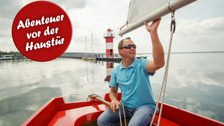 Sven Meißner ist Inhaber der Segelschule „Dreiländereck“. Am Bärwalder See bietet er Kurse und Boote zum Ausleihen an.