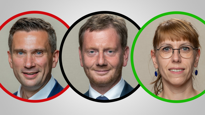 Martin Dulig (SPD), Ministerpräsident Michael Kretschmer (CDU) und Katja Meier (Grüne) könnten bald zusammen regieren.