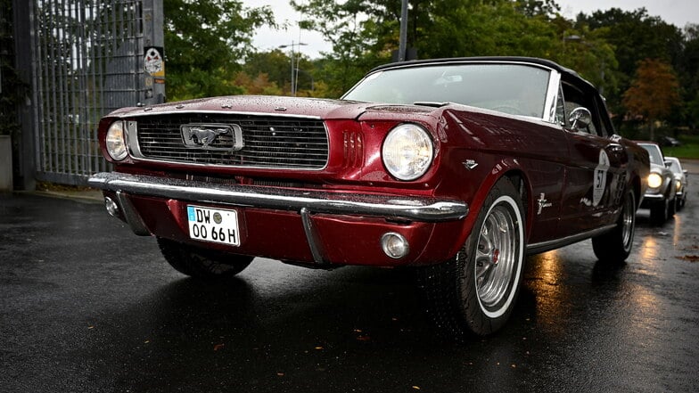 Ford Mustang, Baujahr 1966, mit Fahrer Frank Schiefner und Beifahrerin Marcella Schiefner.