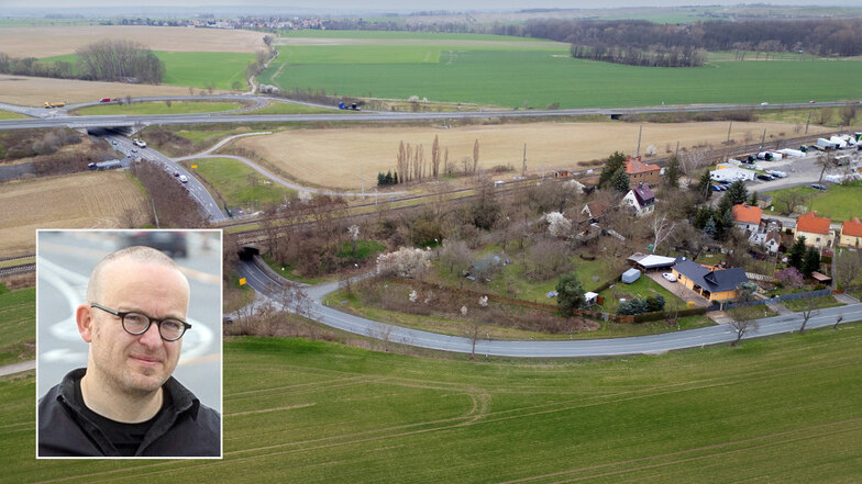 Von Seerhausen aus soll entlang der B6 ein Radweg entstehen. Geldverschwendung, sagt die Gemeinde Stauchitz. ADFC-Geschäftsführer Konrad Krause (kl. Bild) hält dagegen.