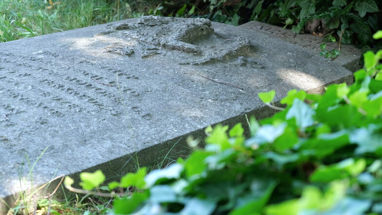 Stein des Anstoßes: das Grab des deutschen Nazi-Jagdfliegers Hans Philipp auf dem Meißner Trinitatis-Friedhof. Es ist Ausgangspunkt für eine  Strafanzeige.