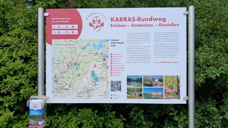 Eine der Hinweistafeln zum Karras-Rundweg steht am St. Ulrich Tunnel.