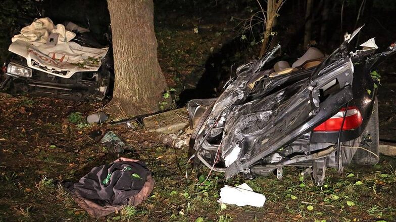 Der 25 Jahre alte Fahrer habe in einer Rechtskurve die Kontrolle über das Fahrzeug verloren, sagte ein Polizeisprecher am Samstagmorgen in Dresden.