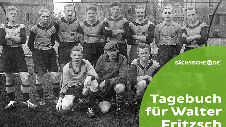 Als junger Spieler beim Planitzer SC zu Beginn der 1940er-Jahre: Walter Fritzsch (stehend 2. v. l.) war mit Heinz Krügel (vorn links), dem späteren Erfolgscoach des 1. FC Magdeburg, in einer Mannschaft.