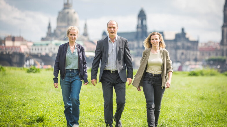 Die Hauptdarsteller des Tatort Dresden: Leonie Winkler, Martin Brambach, Karin Hanczewski. Foto: Sven Ellger Foto: Sven Ellger