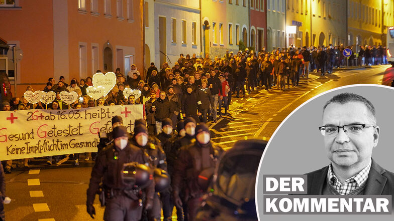 Corona-Protesten am Montag in Bautzen.
