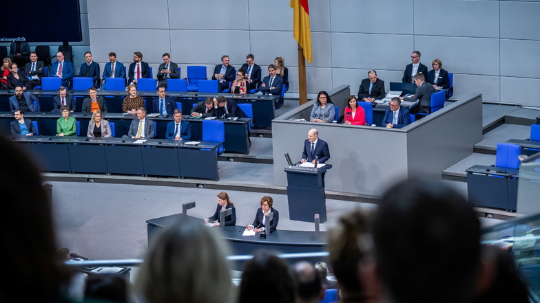 Bundeskanzler Olaf Scholz (SPD) gab am Donnerstag  eine Regierungserklärung ab.