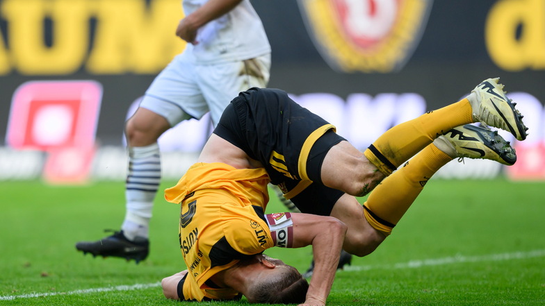 Rolle rückwärts im Aufstiegskampf: Dynamos Kapitän Stefan Kutschke kann den Abwärtstrend der Dresdner nicht verhindern, der sich auch im Spiel gegen Verl fortsetzt.