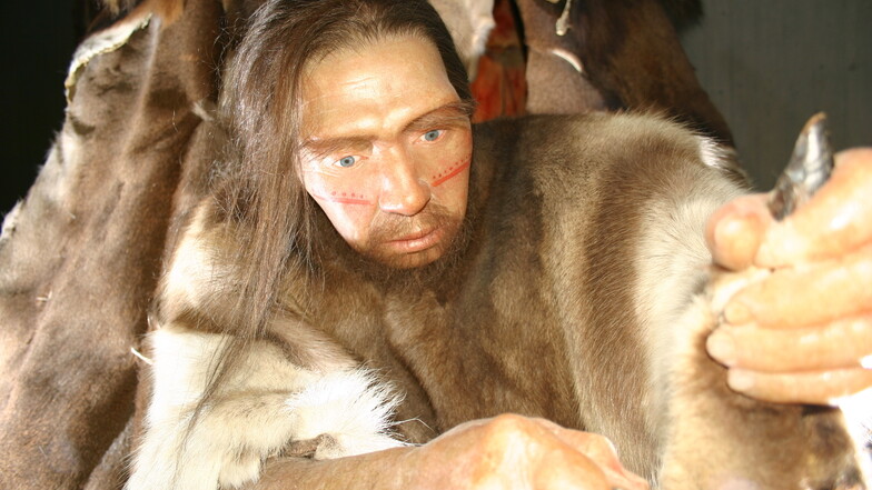 Rekonstruktion einer Jagdszene mit Neandertaler im  Museum Mettmann. Foto: SZ/Stephan Schön