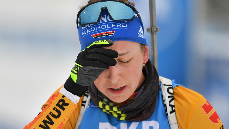 Frust? Enttäuschung? Erschöpfung? Franziska Preuß hadert mit ihren Leistungen beim Weltcup in Oberhof.