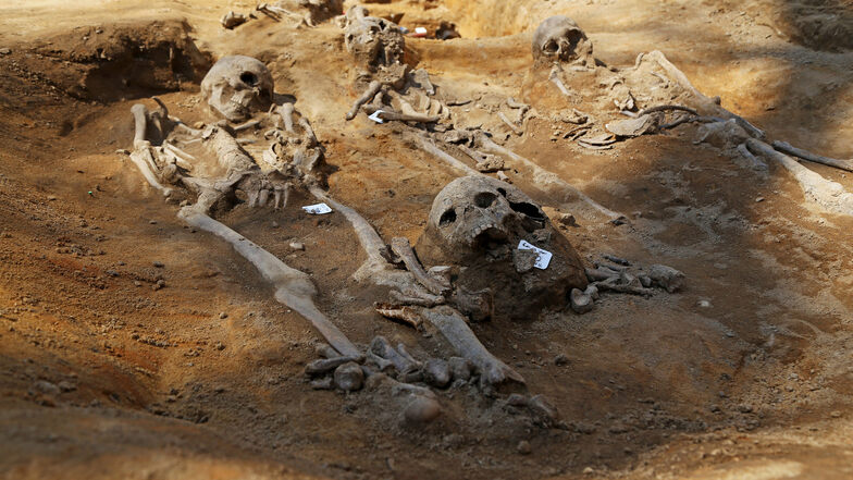 Die Skelette am Rathausplatz lagen bis zu zwei Meter unter der Erde. An manchen Stellen, zum Beispiel unter dem Markt-Areal, aber auch nur 50 Zentimeter. 