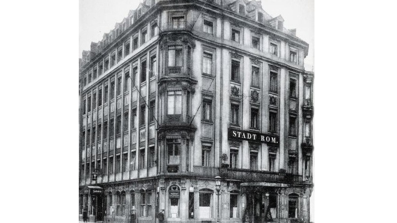 So sah das originale Hotel Stadt Rom um 1910 aus.
