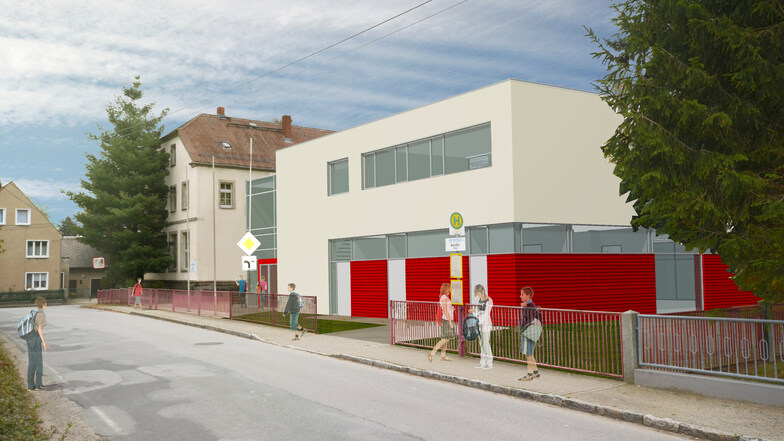 So sollen Alt- und Neubau der Grundschule Baschütz einmal aussehen. Seit vier Jahren hofft die Gemeinde Kubschütz auf Fördermittel, um mit der Sanierung beginnen zu können.