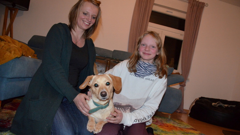 Doreen Böhme und die zehnjährige Hannah haben den Rüden von der Straße gerettet und ihm vorerst ein Dach über dem Kopf gegeben, damit der Hund nicht ins Tierheim muss. Mit den Behörden ist das abgestimmt.