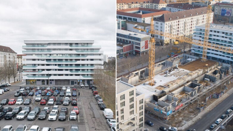 Zum Jahresanfang parkten noch Autos auf dem Antonsplatz. Jetzt hat der zweite Neubau der Immobilienfirma Baywobau CTR schon den ersten Stock erreicht.