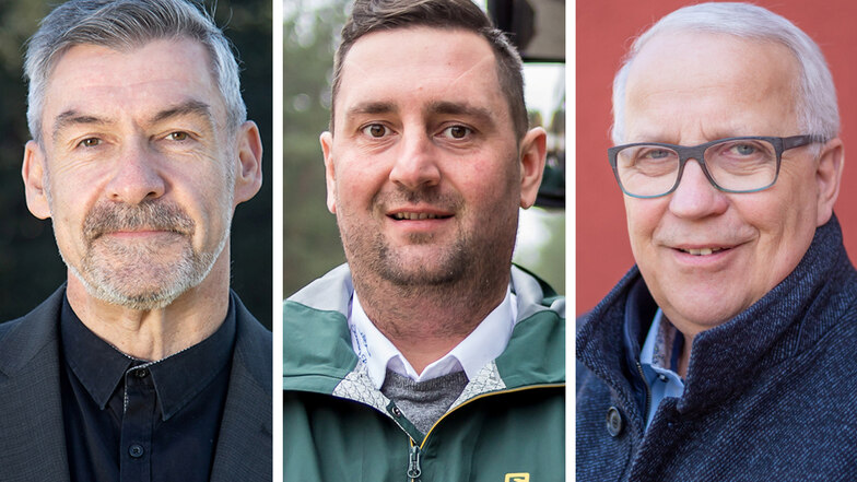 Sie wollen sich als Bürgermeister für Hähnichen am 25. April wählen lassen: Heiko Titze (51), Patrick Schultze (36) und Matthias Zscheile (60).