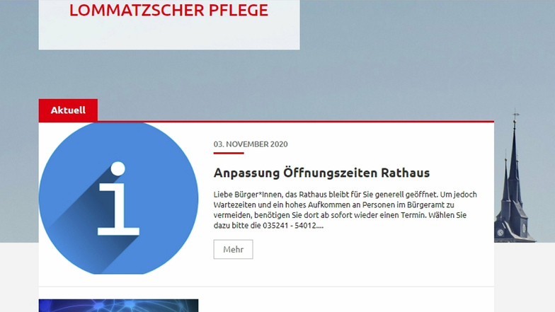 Auf der Homepage der Stadt Lommatzsch wurde jetzt das Gendersternchen verwendet.